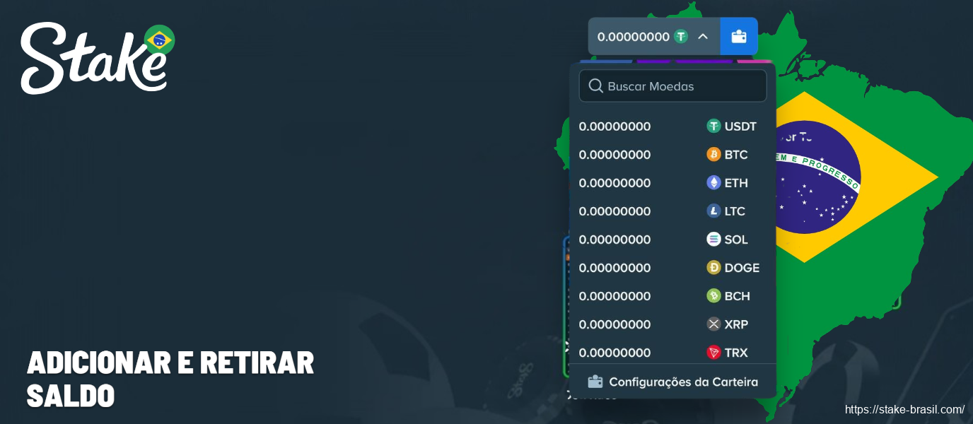 Adicionar e retirar saldo Stake Cassino