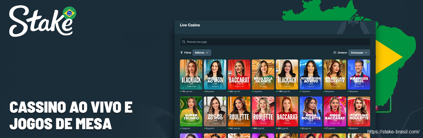 Cassino ao Vivo e Jogos de Mesa Stake