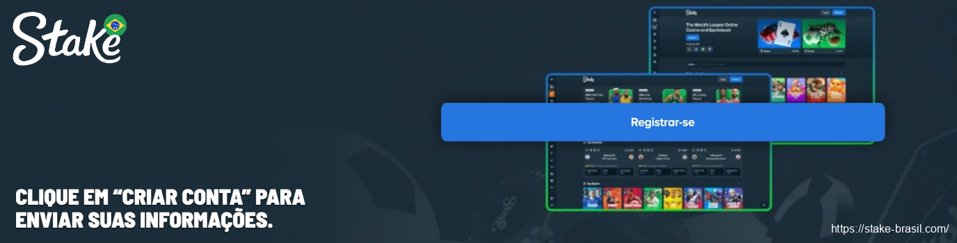 Clique em “Criar Conta” para enviar suas informações Stake