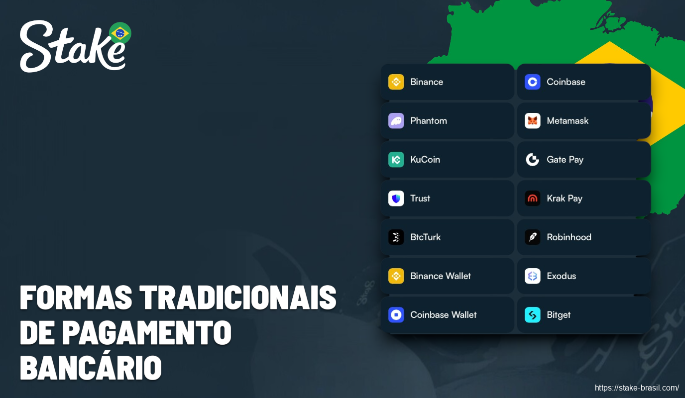 Formas tradicionais de pagamento bancário Stake Cassino