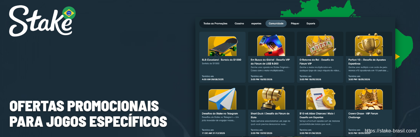 Ofertas promocionais para jogos específicos Stake Cassino