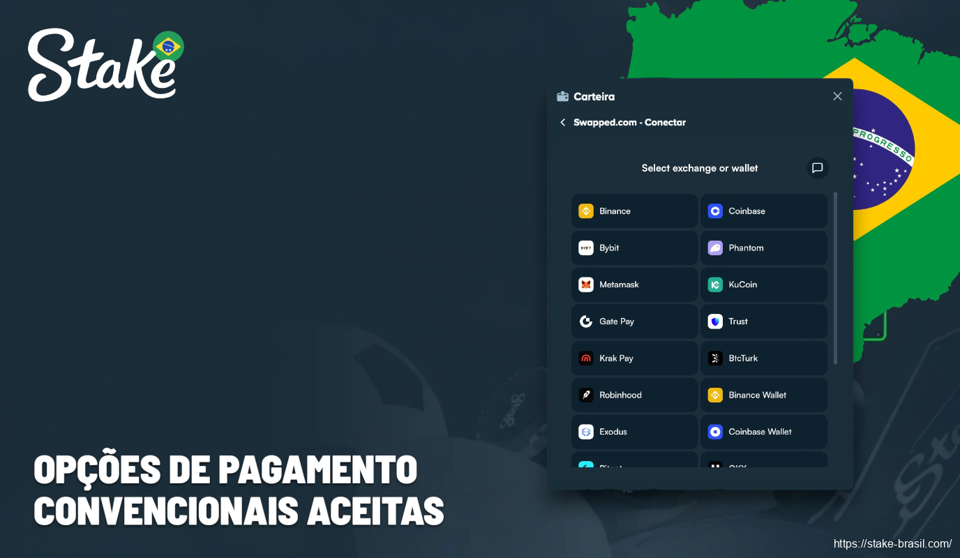 opções de pagamento convencionais aceitas Stake Cassino
